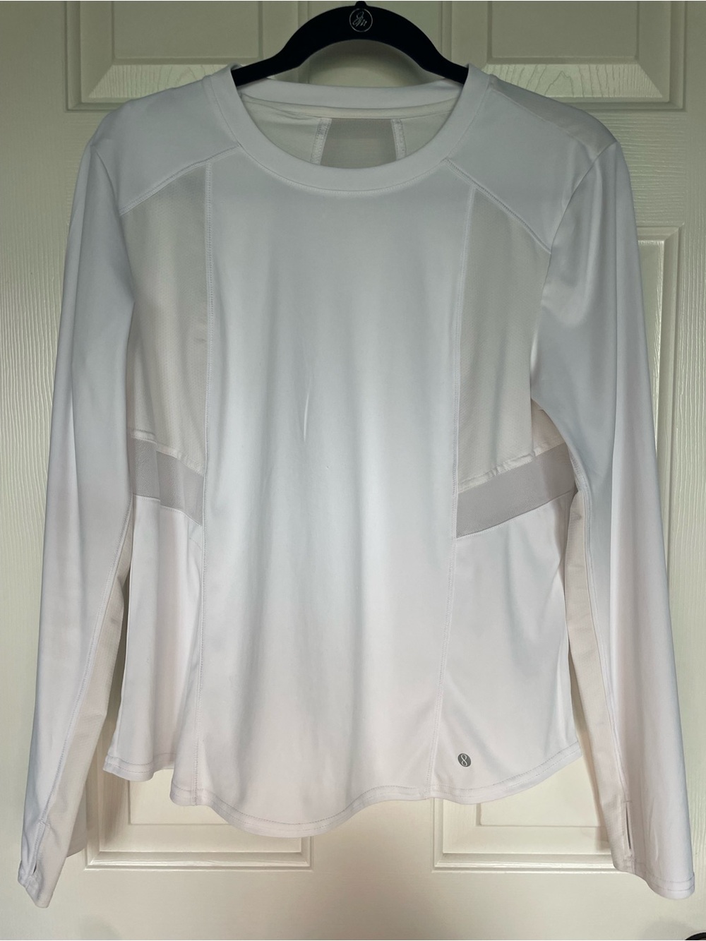 lululemon White Long Sleeve Mesh-Panel Performance Tee